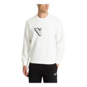 Emporio Armani Enfärgad Logo Broderad Sweatshirt White, Herr