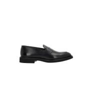 Doucal's Svart Borstad Läder Penny Loafers Black, Herr