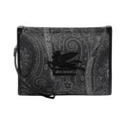 Etro Svart läderplånbok med paisley-mönster Black, Dam