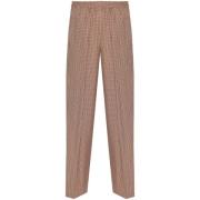 PS By Paul Smith Beige Check Wide Leg Trousers Beige, Dam