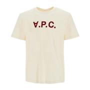 A.p.c. Flocked Logo Crewneck T-Shirt White, Herr