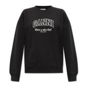 Ganni Sweatshirt med logotyp Black, Dam