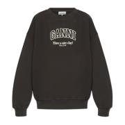 Ganni Sweatshirt med logotyp Gray, Dam