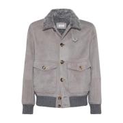 Brunello Cucinelli Shearling Krage Kappa Gray, Herr