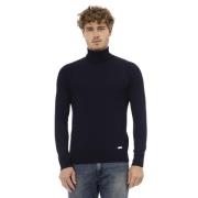 Baldinini Blå Ull Turtleneck Tröja Blue, Herr