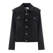 MM6 Maison Margiela Svart Denimjacka med Ullärmar Black, Dam