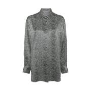 Ermanno Scervino Silke Herringbone Print Skjorta Gray, Dam