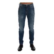 Frankie Morello Blå Tvätt Slim Fit Jeans Blue, Herr