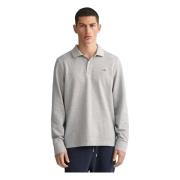 Gant Shield Rugger Long Sleeve Polo Gray, Herr