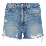 Tommy Jeans Distressed Frayed Hem Denim Hotpants Shorts Blue, Dam