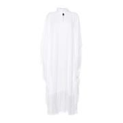 Taller Marmo Vit Linne Kaftan med Fransar White, Dam