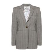 Vivienne Westwood Rutigt Peak Lapel Jacka Gray, Dam