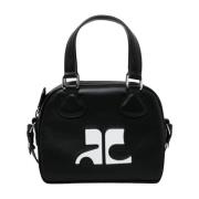 Courrèges Svart Mini Bowlingväska med AC Monogram Black, Dam