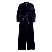 Aspesi Lyxig Lila Sammet Jumpsuit Purple, Dam