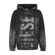 Diesel Svarta Box Hoodies för Män Black, Herr