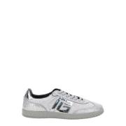 Balmain Svan-Texturerad Spegel Läder Sneakers Gray, Herr