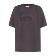 Ganni T-shirt med logotyp Gray, Dam