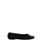 Tory Burch Suede Komfort Ballerinor Black, Dam