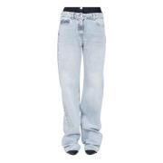 Elisabetta Franchi Straight Denim Jeans med Neopren Korsett Blue, Dam