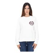 Elisabetta Franchi Vit Crewneck Sweatshirt Casual Höst Vinter White, D...