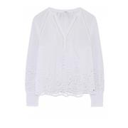 Gustav Feminin Blus med Spetsdetalj White, Dam