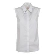 Brunello Cucinelli Monili Detalj Poplin Skjorta White, Dam