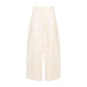 Studio Nicholson Beige Twill Weave Wide Leg Trousers Beige, Dam