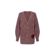 Elisabetta Franchi Bordeaux Cream Melerad Cardigan Mk85S C08 Brown, Da...