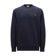 Moncler Logo Patch Crew Neck Sweatshirt Blue, Herr