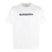 Burberry Räfflad Bomull Crew-Neck T-shirt White, Herr