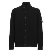 Stone Island Svart Ullkardigan Hög Hals Black, Herr