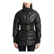 Versace Jeans Couture Stilig Down Jacket med Spänne Detalj Black, Dam