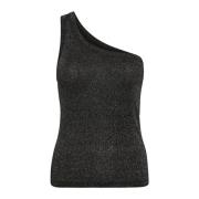 Co'Couture Asymmetrisk Glitter Tank Top Black, Dam