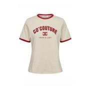 Co'Couture Edgecc Tee Toppe T-Shirts Offwhite Beige, Dam