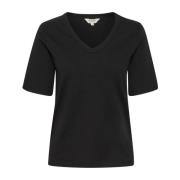 Part Two Svart Ekologisk Bomull V-ringad T-shirt Black, Dam