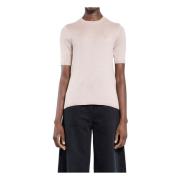 Max Mara Silk Cashmere Stickad Crewneck Tröja Beige, Dam