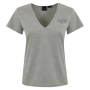 Pinko Grå Broderad Juvel T-shirt Gray, Dam