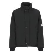 Stone Island Svart Vadderad Jacka med Hög Krage Black, Herr