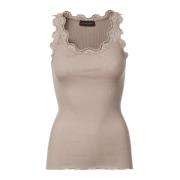 Rosemunde Vintage Spets Top i Puder Beige, Dam