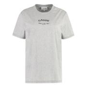 Ganni Ekologisk Bomull T-shirt Gray, Dam