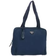 Prada Vintage Pre-owned Nylon handvskor Blue, Dam