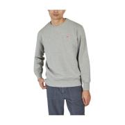 Autry Grå Ribbstickad Sweatshirt med Logopatch Gray, Herr