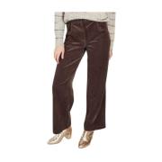 Sessun Corduroy Wide Leg Pants Brown, Dam