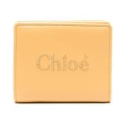 Chloé Broderad Bi-Fold Plånbok Beige, Dam