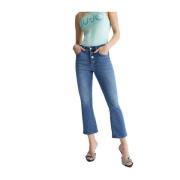 Liu Jo Blå Denim Bootcut Cropped Jeans Blue, Dam