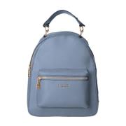 Liu Jo Denim Kollektion Dragkedja Ficka Faux Läder Ryggsäck Blue, Dam