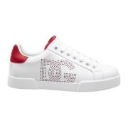 Dolce & Gabbana Vita/Röda Läder Sneakers Portofino Linje White, Herr