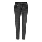 MOS Mosh Slim-Fit Perla Jeans med Råa Kanter Gray, Dam