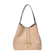 Pollini Beige Axelväska med Metall Logo Ram Beige, Dam