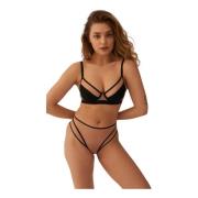 Undress Code Eleganta Svarta Mesh High-Waisted Trosor Black, Dam